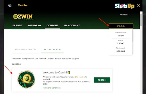 Ozwin Casino Sign Up Bonus 1