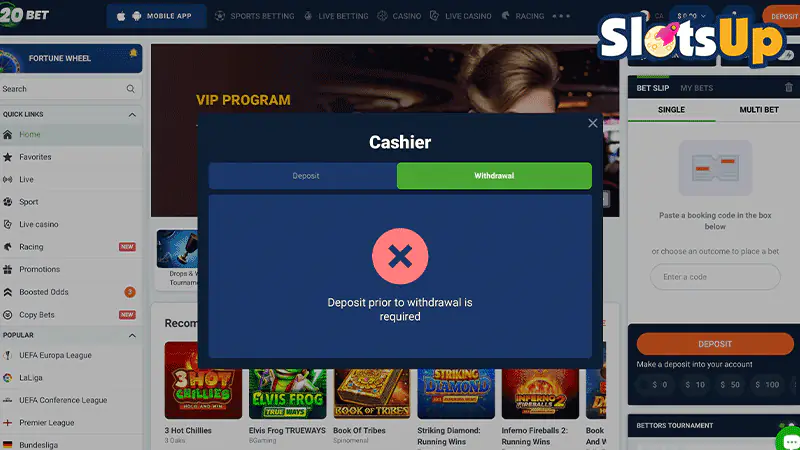 20bet Casino Withdrawal Methods