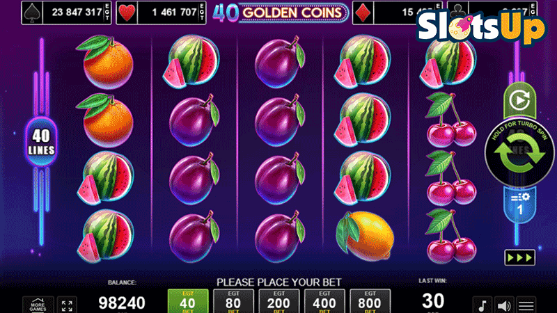 40 Golden Coins Main Screen