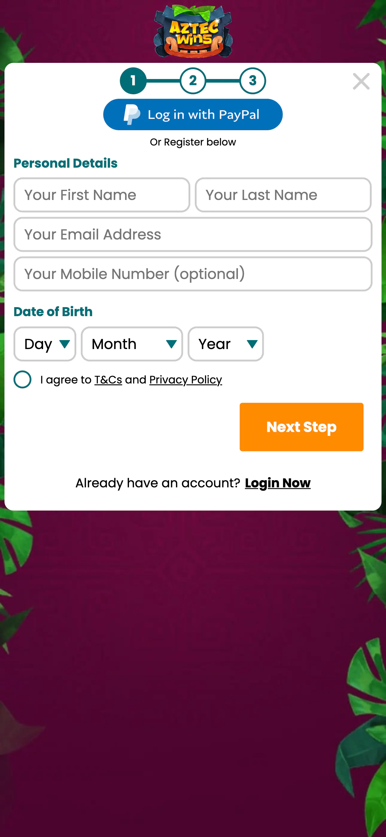 Aztec Wins Registration 2