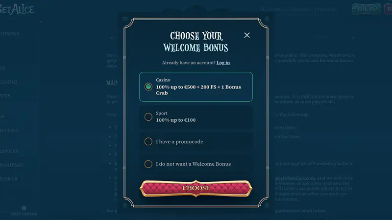 BetAlice Login