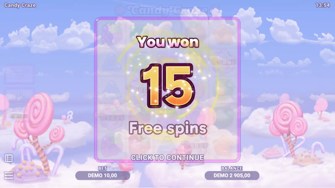 Candy Craze 15 Free Spins 