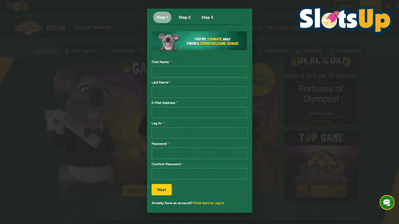 Fair Go Casino Sign Up Step 1