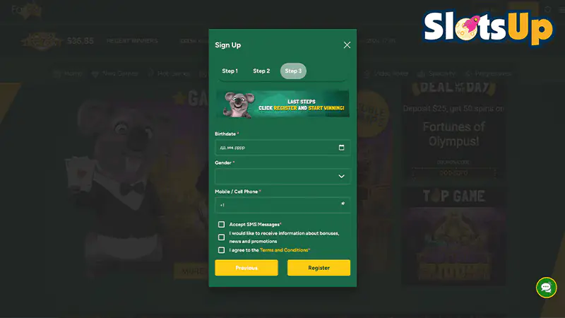 Fair Go Casino Sign Up Step 3