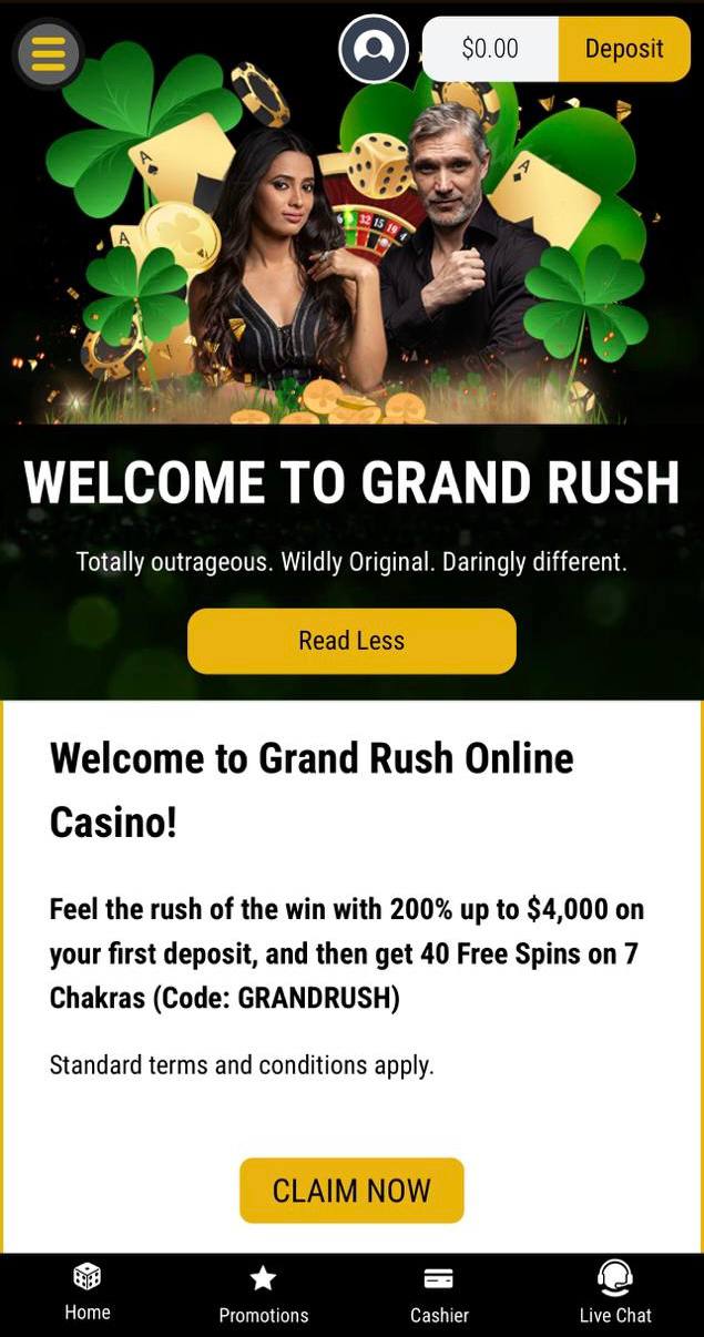 Grand Rush Casino Welcome Bonus