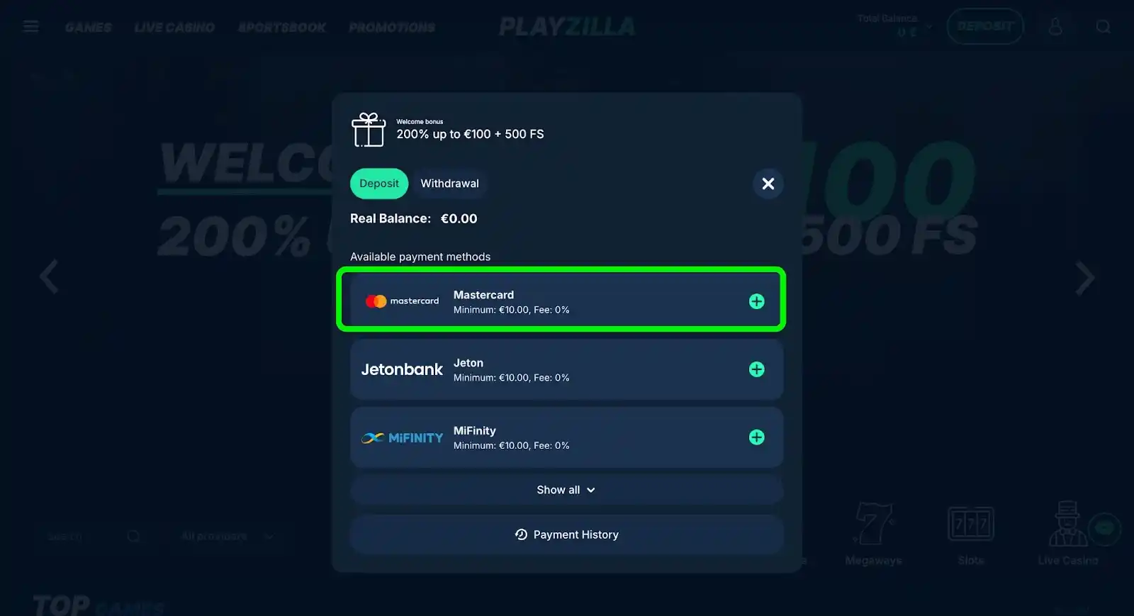 Mastercard Deposit Screenshot 2