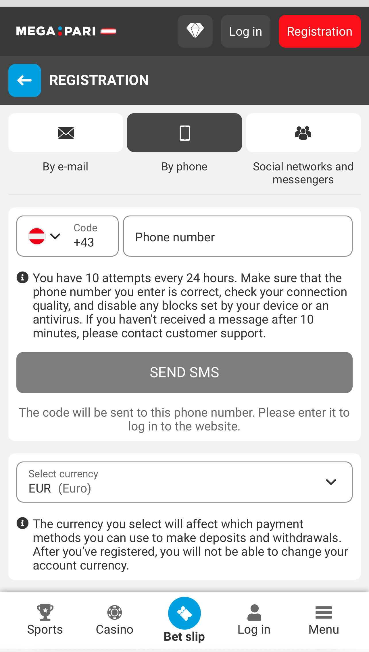 Megapari Registration With A Phone Number