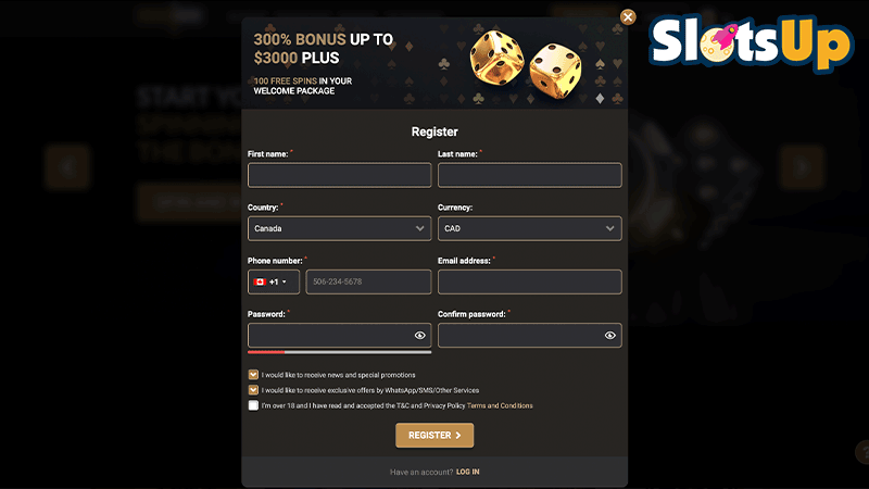 MegaWin Casino Login Step 2