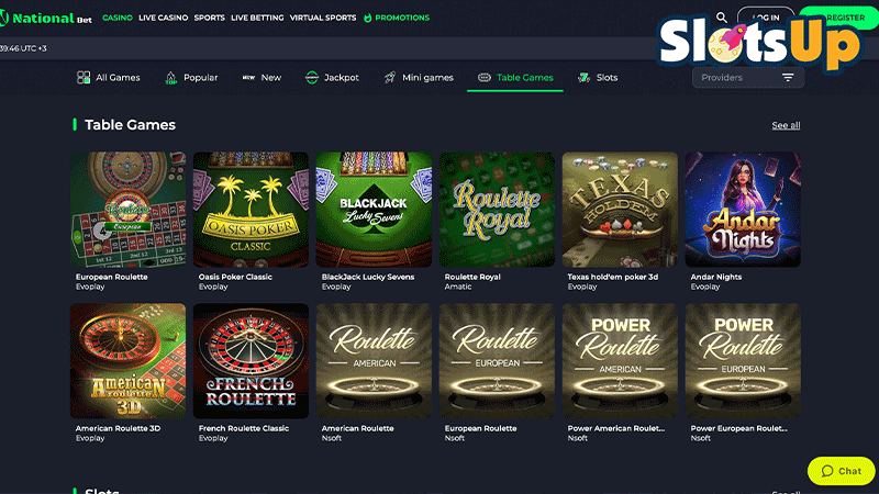 NationalBet Casino Table Games