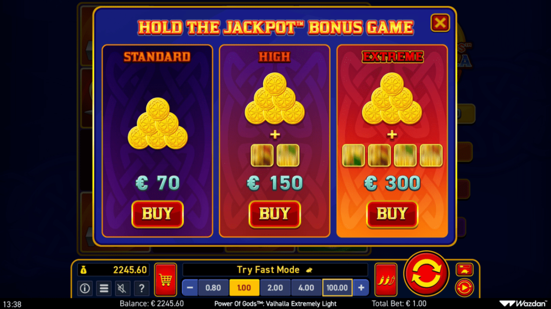 Power Of Gods Valhalla Extremely Light Hold The Jackpot Bonus Game 