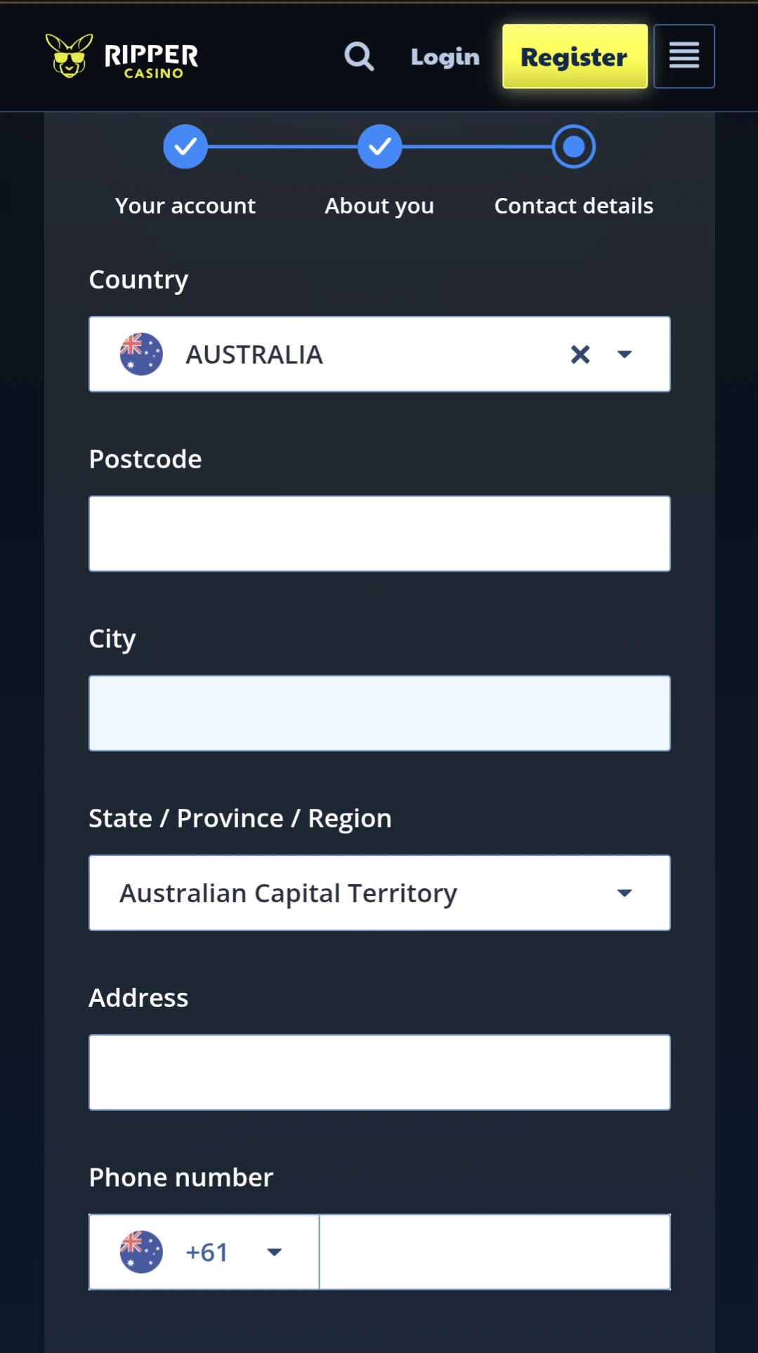 Ripper Casino Registration 5