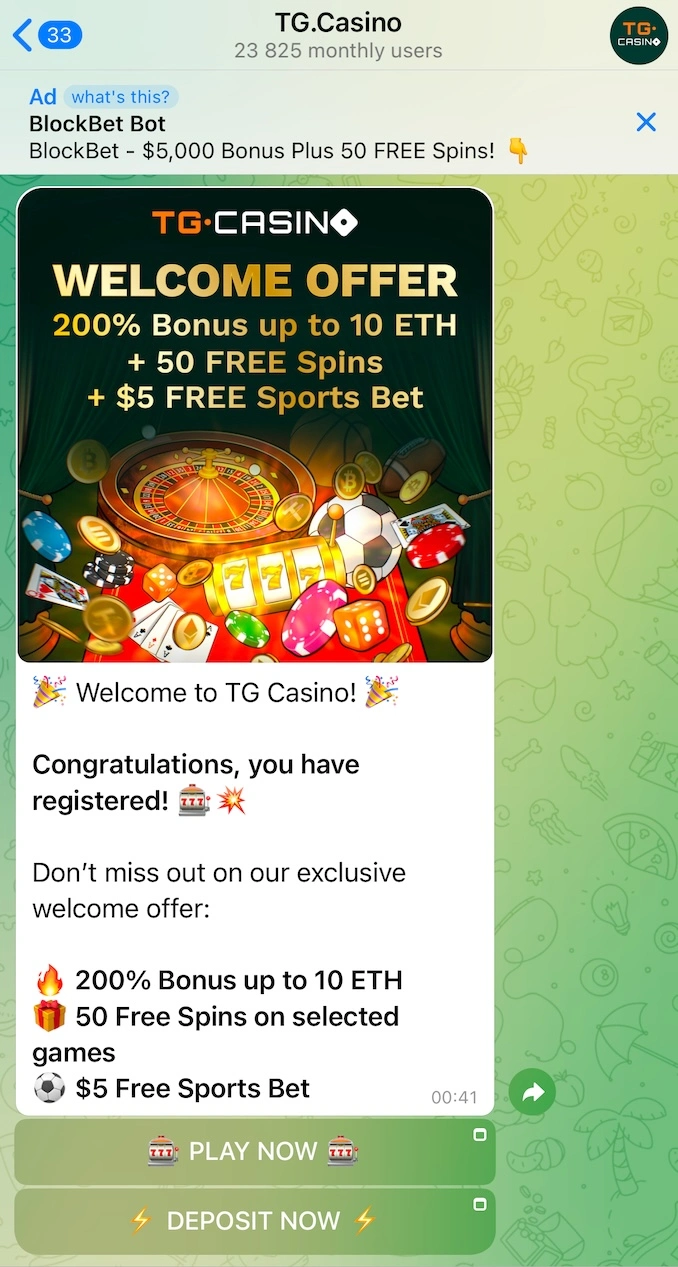 Telegram Casino Sign Up Step 2