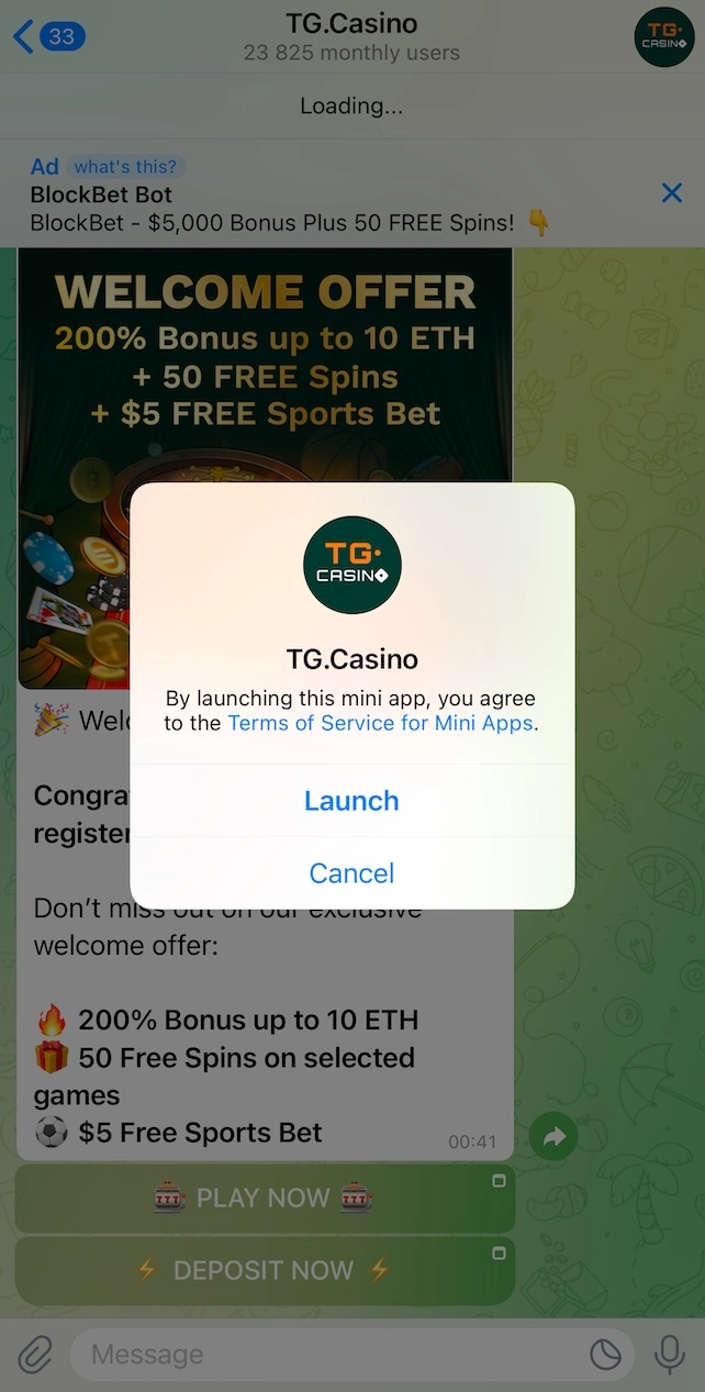 Telegram Casino Sign Up Step 3