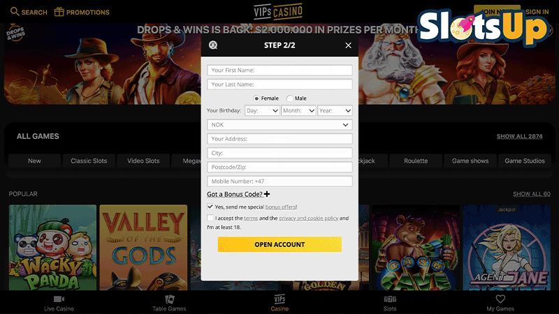 VIPs Casino Login