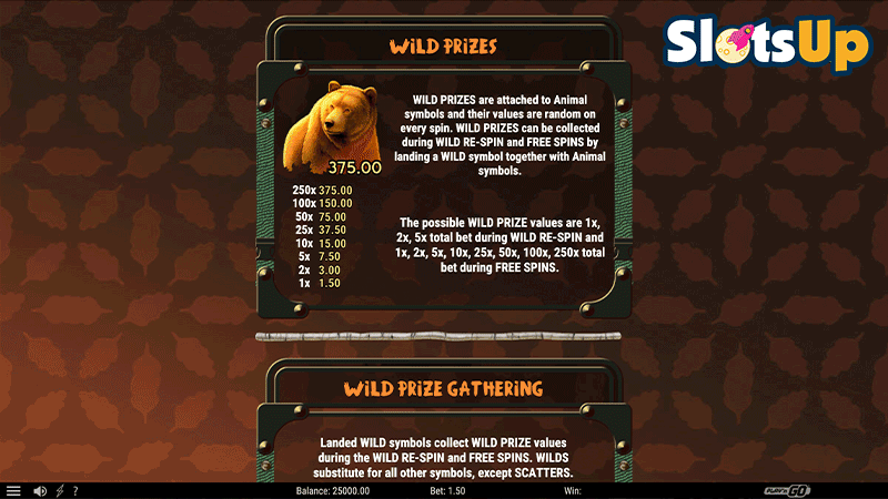 Wild Survivor Paytable