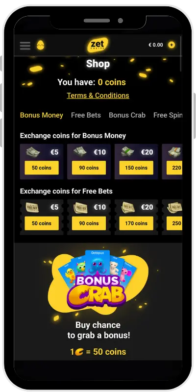 Zet Casino Bonus Shop