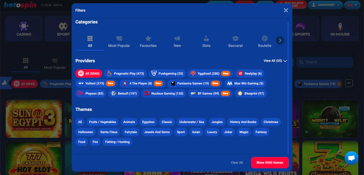 BetOspin Casino Games