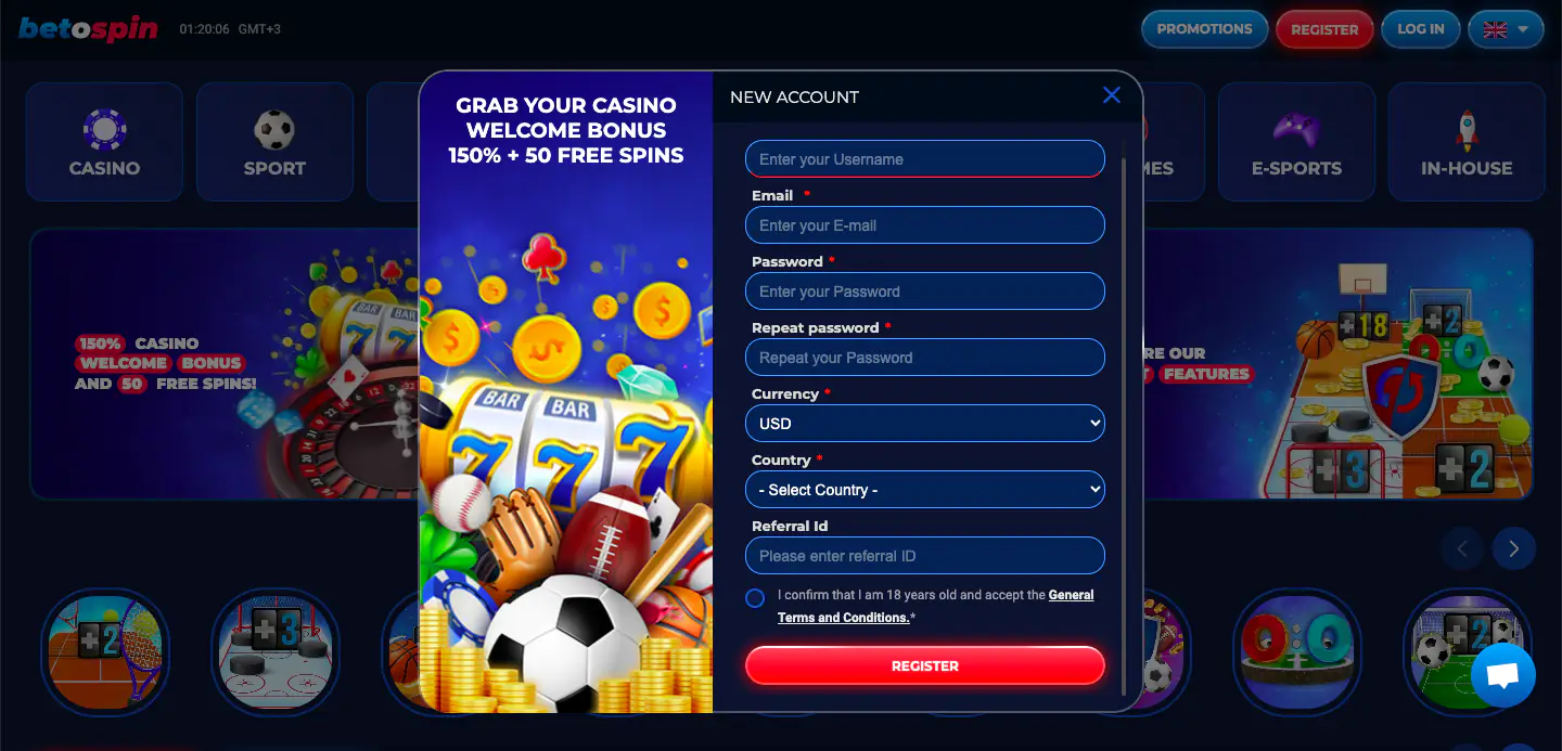 BetOspin Casino Sign Up
