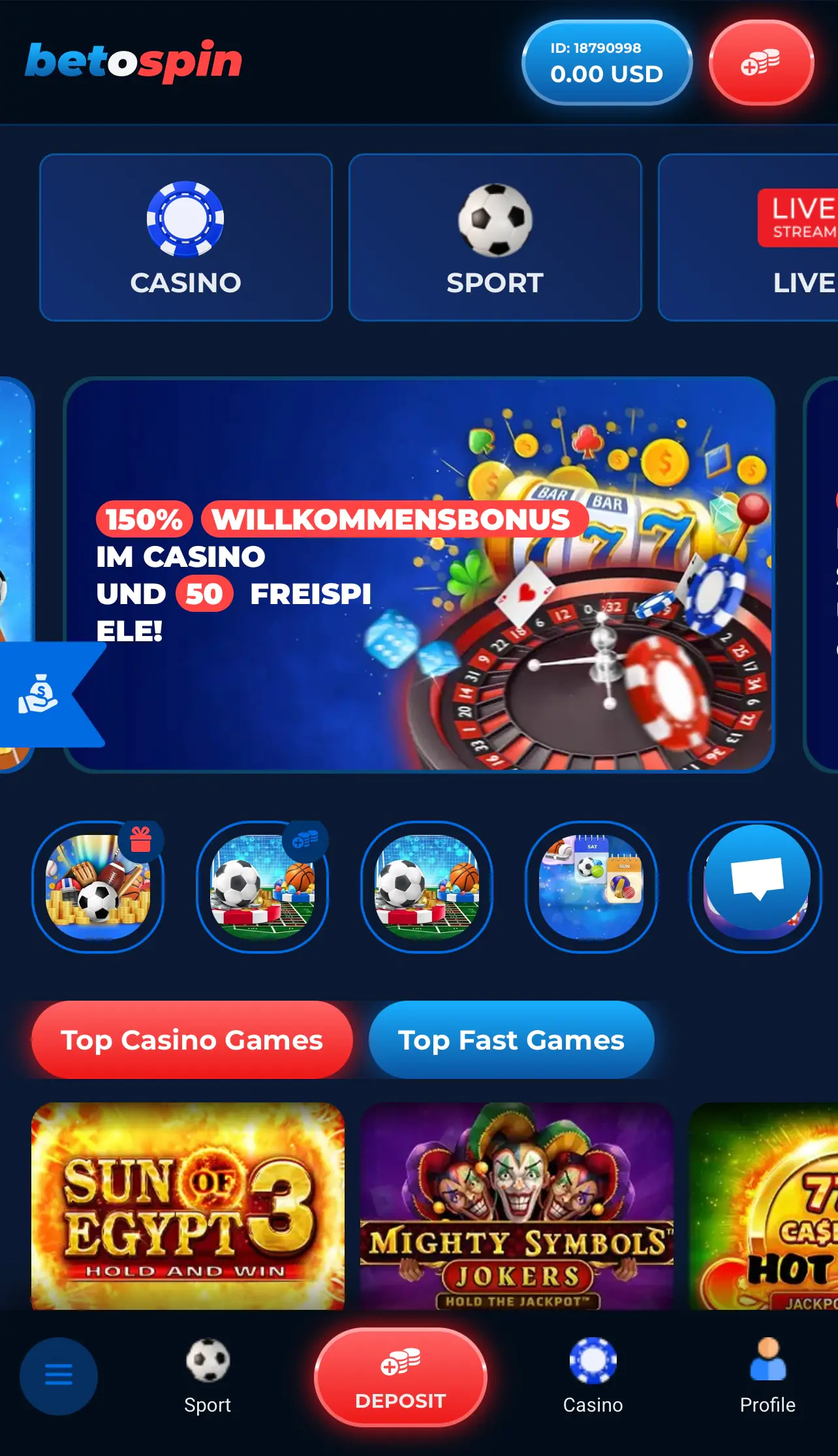 BetOspin Mobile Version
