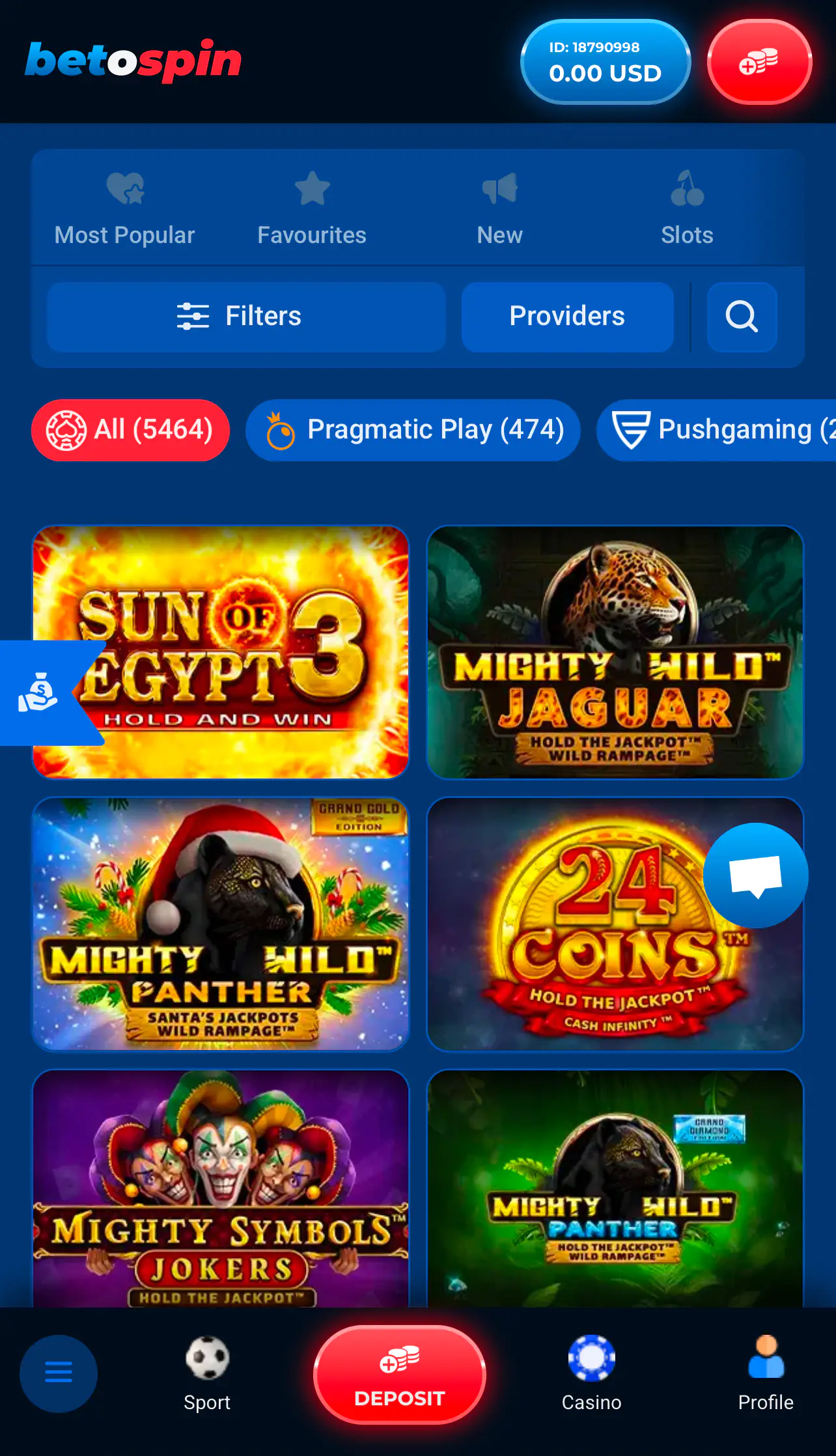 BetOspin Mobile Version Screen 2