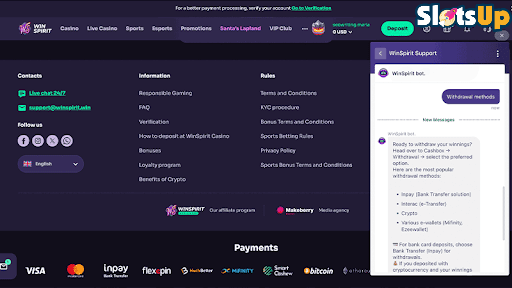 WinSpirit Casino Support And Chat