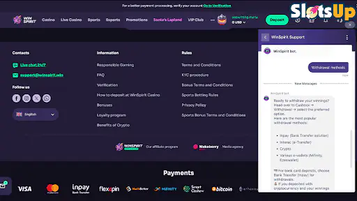 WinSpirit Casino Support And Chat