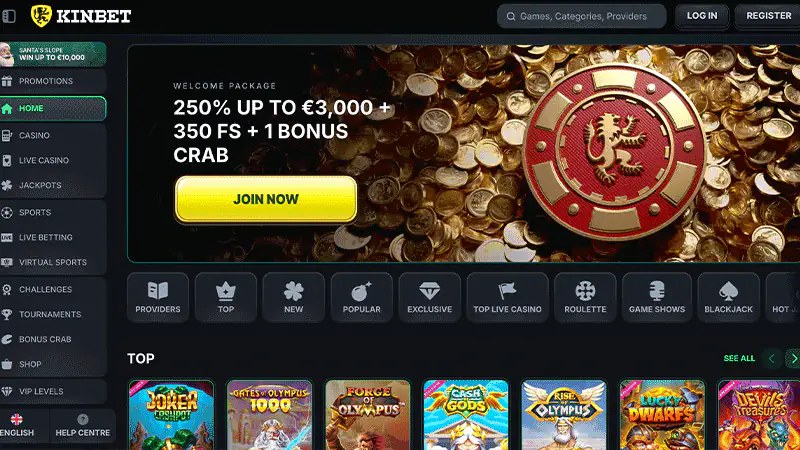 KinBet Casino Sign Up Screen 1