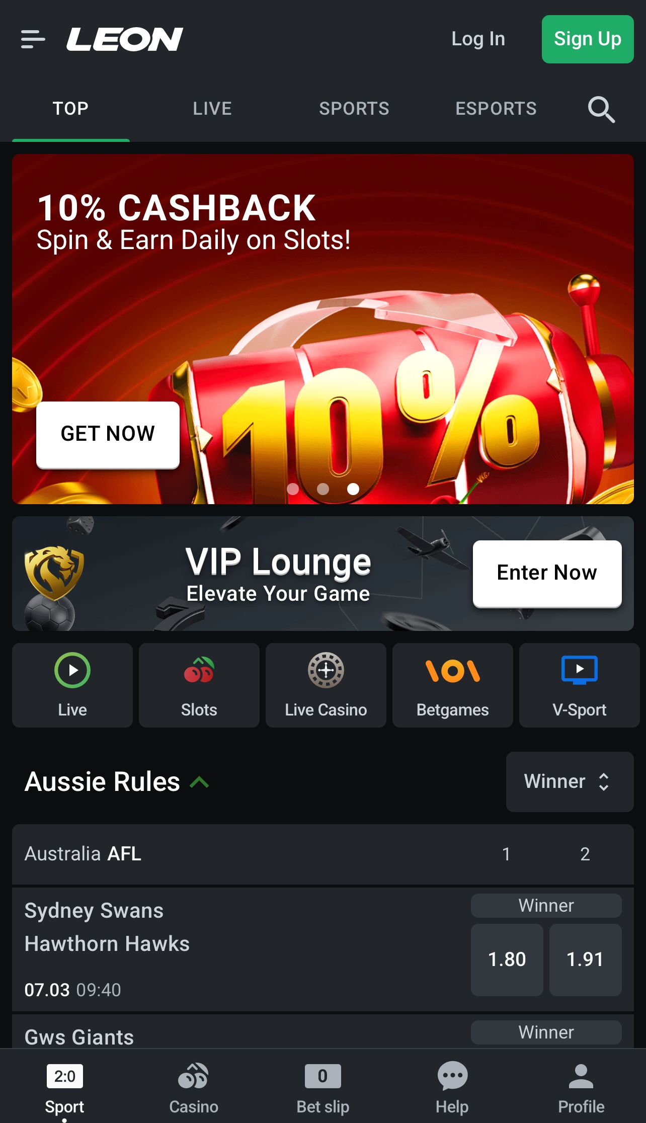 LeonBet Casino Mobile Version