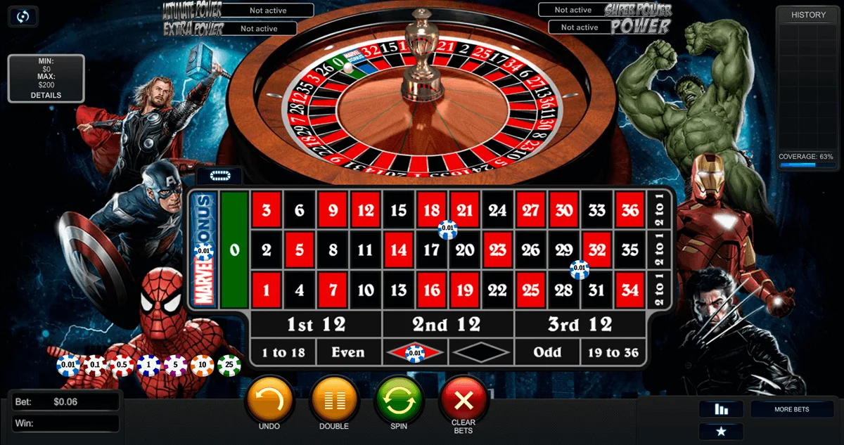 Marvel Roulette + slot logo Marvel Roulette Playtech Look