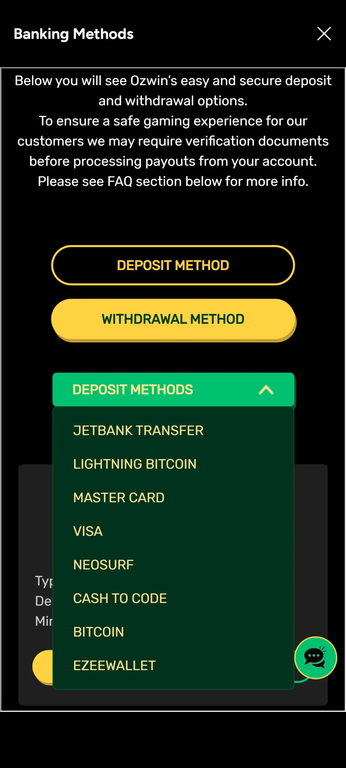 Ozwin Withdrawal