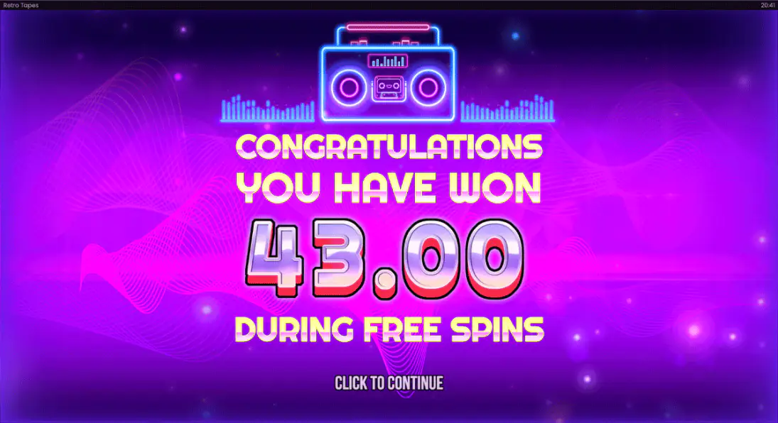 Retro Tapes Free Spins Win 