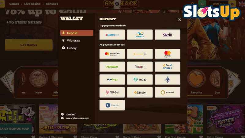 smokace Casino Deposit