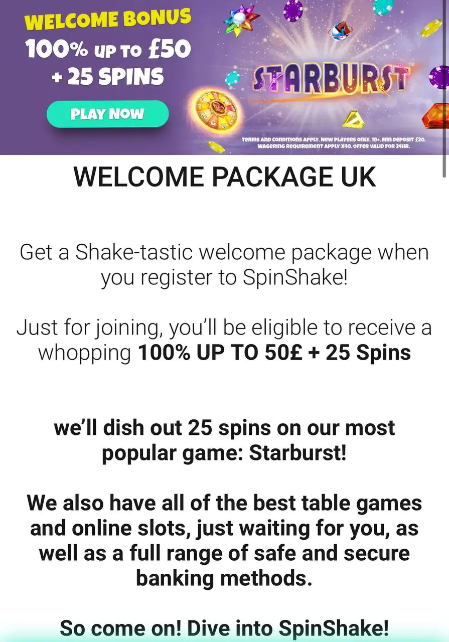 SpinShake Casino Bonuses