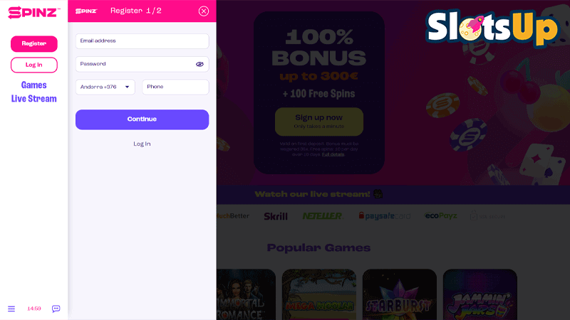 Spinz Casino Login