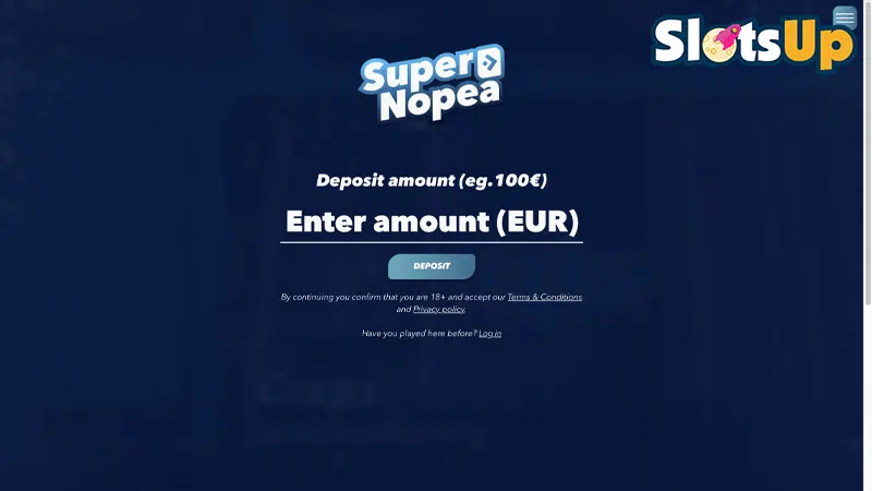 Super Nopea Casino Login Page