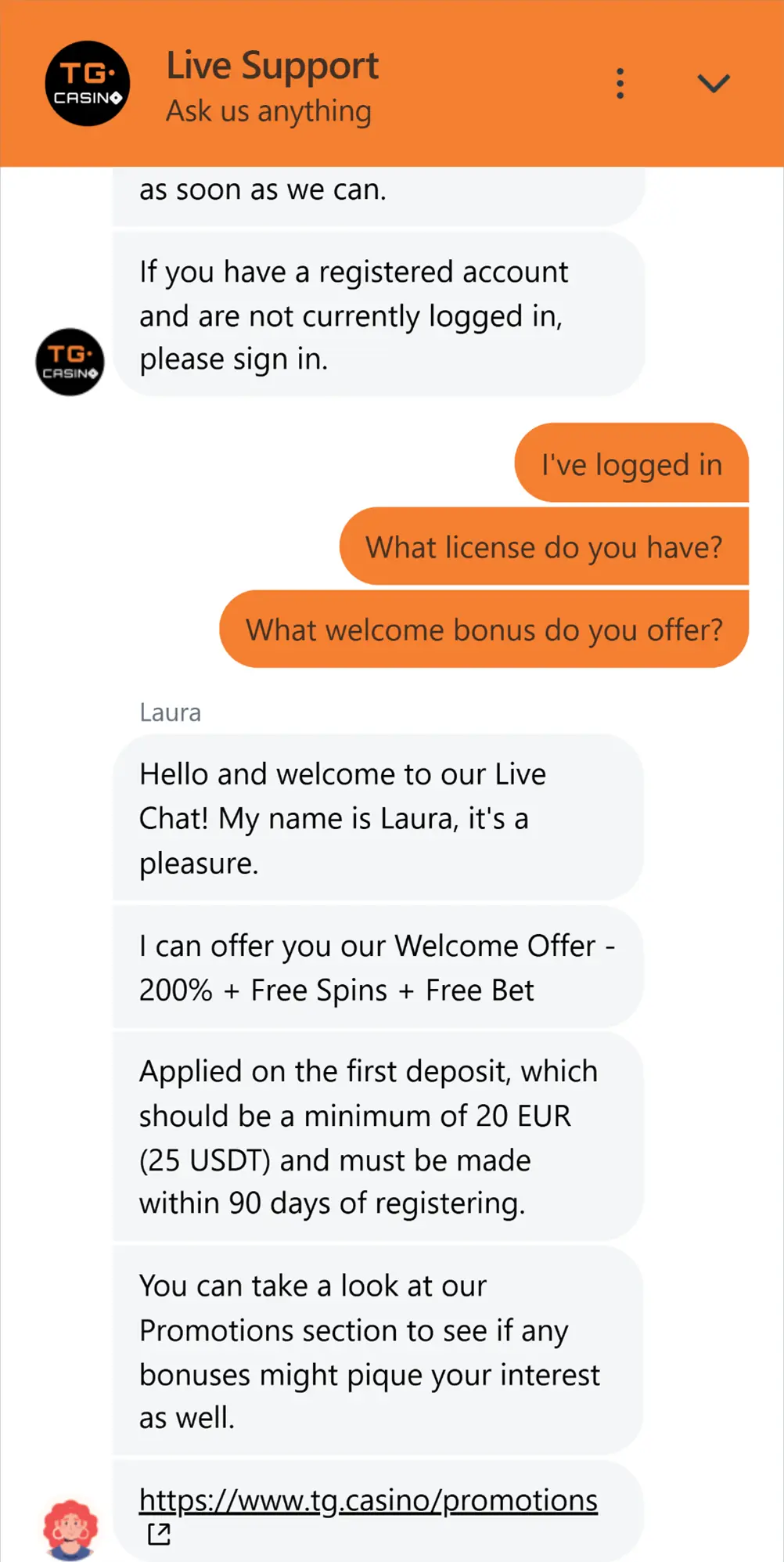 TG.Casino Support